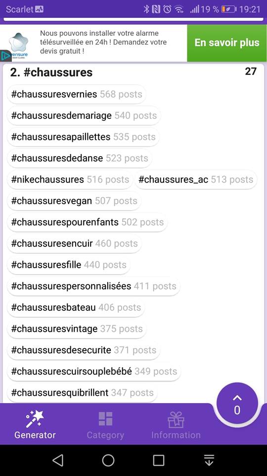 Choix hashtags Instagram spécifiques