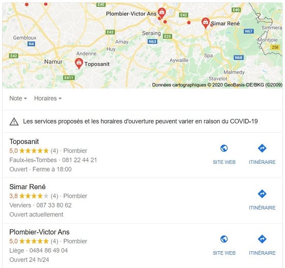 Map et local Pack Google My Business