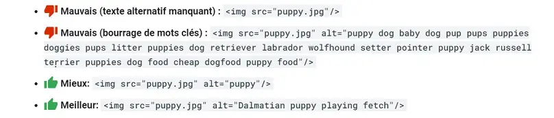 Recommandations de Google sur les ancre de liens