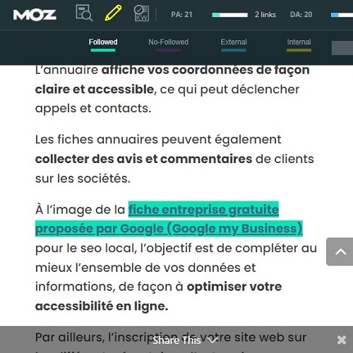 La MOZ barre pour surligner les liens en DO-FOLLOW