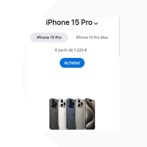 Exemple de fiche produit E-commerce d'Apple