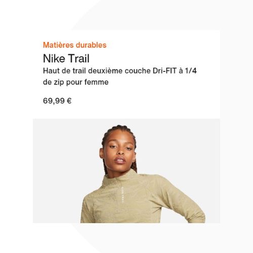 Exemple de fiche produit E-commerce Nike