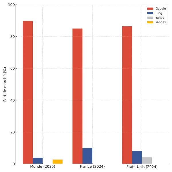 Parts de marché des moteurs de recherche 2025